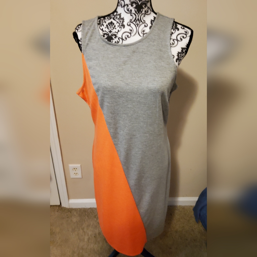 Project Runaway Orange and Gray Bodycon Dress Size X Large